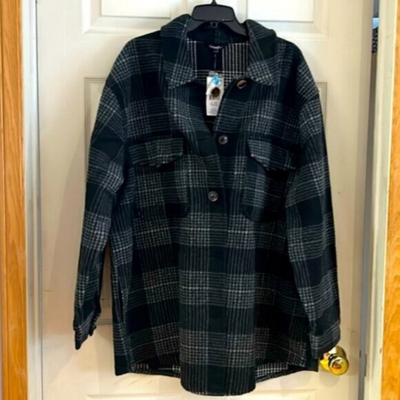 NWT George Black and Grey Plaid Shacket size 3x - Picture 1 of 4
